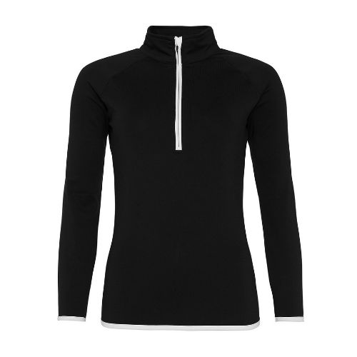 Awdis Just Cool Women's Cool ½ Zip Sweatshirt Jet Black/Arctic White